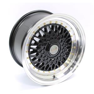 15″ A-Line Villain 4/100 & 4/114 Black Machine Lip Alloy Wheels