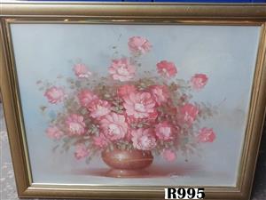 Robert Cox Oil Painting round vase (700x545)