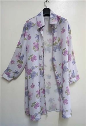 LADIES LARGE SHEER PURPLE LONG COVERALL