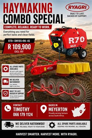 Haymaking Combo - Baler  Drum Mower  Rake