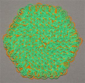 Vintage Afghan Style Handmade Crocheted Hot Pad Trivet Fall Orange-Green