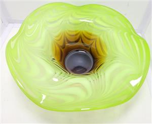 Vintage Mid-Century Murano Style Hand-Blown Art Glass Centerpiece Bowl 