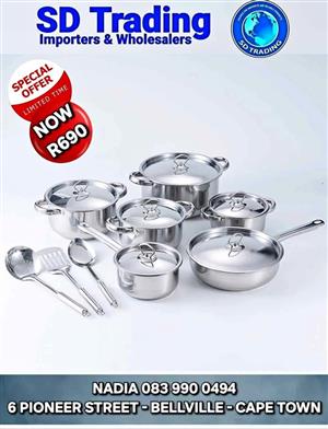 15-Piece Heavy Bottom Stainless Steel Cookware Set