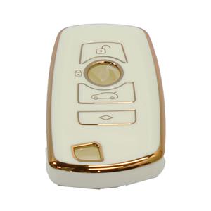 Key Cover Suitable for Volkswagen Key-Less Storm Gloss White & Gold