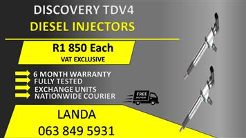 DISCOVERY TDV4 DIESEL INJECTORS FOR SALE OR RECON WITH 6 MONTH WARRANTY 