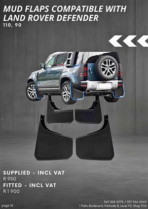 Mud Flaps compatible with Land Rover Defender - Fitted