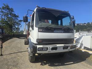 T853- 2008- ISUZU FVR900 DROPSIDE BODY + CRANE TRUCK