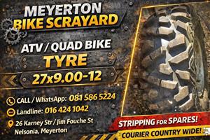 Tyre’s 27 x 9.00  - 12. Meyerton bike scrapyard new & secondhand spares. Andre