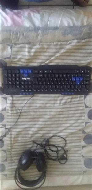 Keyboard and headphones