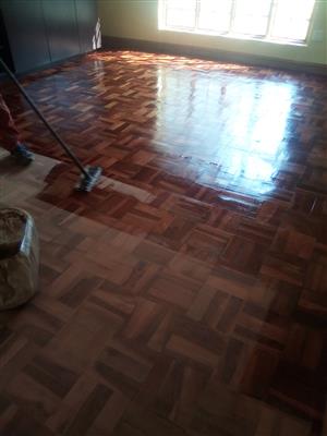 Wooden parquet floors installation sanding and sealing