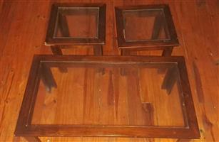 Wood and Glass coffee table set Urgent Sale - Price Negotiable