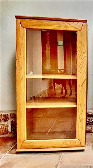 Oak glass display cabinet