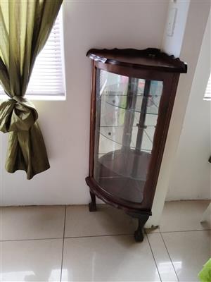 Imbuai Table and Glass Display Cabinet