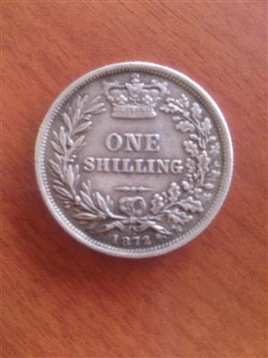 one shilling 1872 victoria dei gratia britanniar reg f d