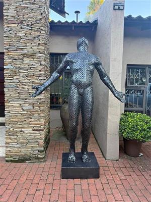 Life-size Industrial Steel Figure Sculpture - 6 ft tall