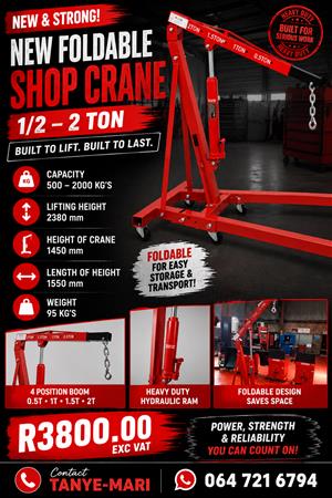 New Foldable Shop Crane 1/2-2 Ton