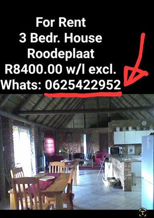 3 Bedroom House for Rent In Roodeplaat/ Kameeldrift East