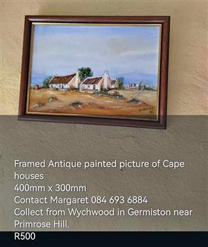Framed Antique painted picture of Cape houses
