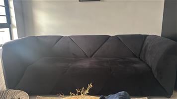 X-Large Suede-like Black Couch
