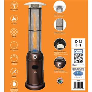 Gas patio heater circular glass tube style 2m high