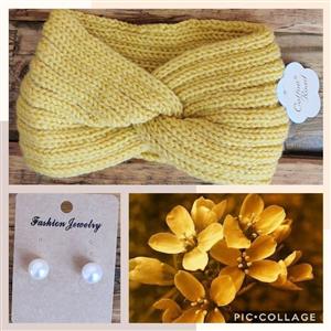 Knitted headbands and earrings