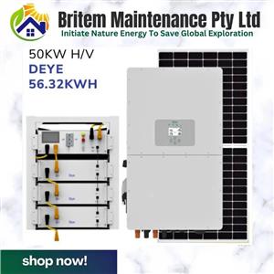 50kW Deye Load Shedding Kit | 10 x 5.12KWH Batteries Deye Cabinet 12Pcs Deye 50KW Hybrid Inverter De