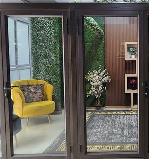 Aluminium Double Hinged Bronze Doors 