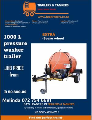 1000L Plastic Pressure Washer Mobile Tank Trailer