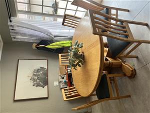 Solid oak wood dining table