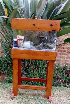 60L custom made rustic fishtank on stand