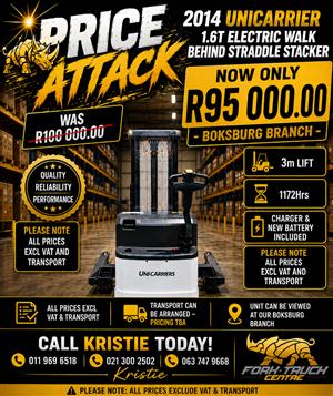  Electric Walk Behind Straddle Stracker 2 - Uni Carrier 1.6T