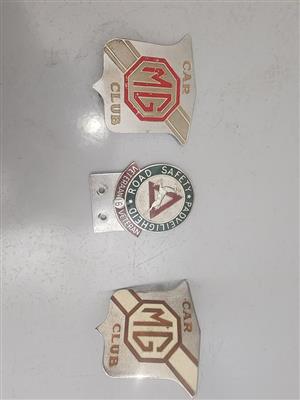 Bumper badges MG Car Club and Road Safety