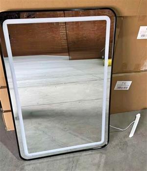 Black frame mirror with LED light
