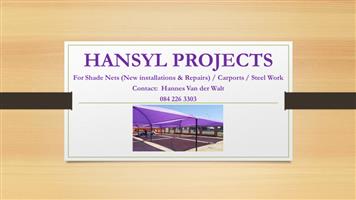 Shadeports, Carports, Clearvu Fencing, Palisade Fencing and Steelwork (HANSYL PROJECTS)