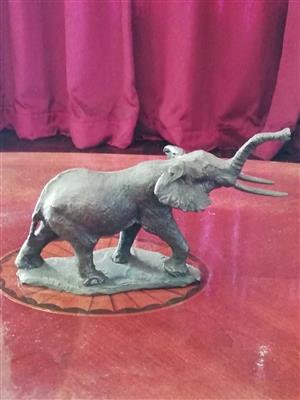 Statue of african elephant from solid bronze