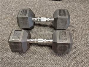 Maxed 12.5 kg(×2) hexagonal dumbbells  Available at Cash Converters Blairgowrie Plaza