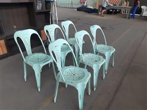 6 Vintage light blue chairs 