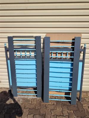 Two-Tone Wooden Baby Cot (Grey & Light Blue) – Leftover Paint Included