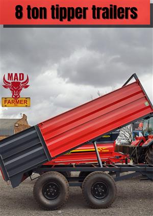 New 8 ton tipper trailers available for sale at Mad Farmer SA