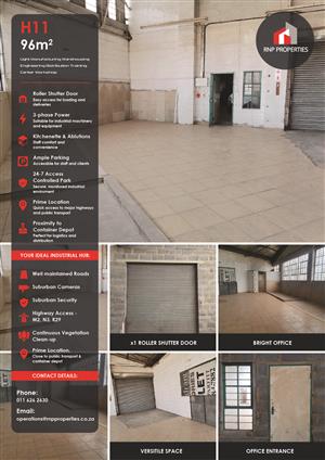 H11 – 96m² Factory Warehouse Distribution Space To Let