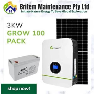 3KW – Basic Two Rooms Solar Pack With 100ah Gel Batteries