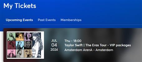 Taylor Swift Eras Tour - VIP front stage passes - Amsterdam 4th July 2024