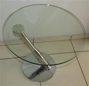 Chrome and Glass Side Table - d = 55cm; h = 51cm