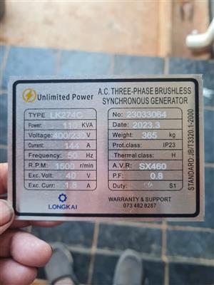 Longkai Stanford 110KVA generator for sale
