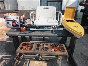 Boat .steam cleaner.gas stove 3 plate.bath chair 