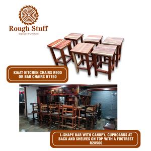 Kiaat kitchen or Bar chairs / L-shape Sleeper bar with canopy