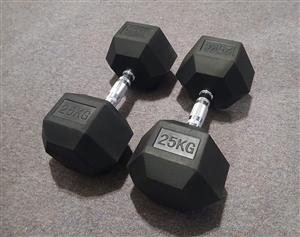 25KG Hex Dumbells Pair