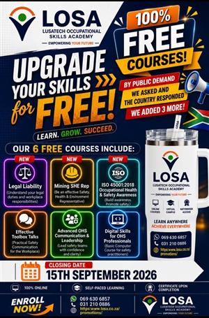 DO NOT MISS OUT ON THIS OFFER, FREE COURSES AT LOSA
