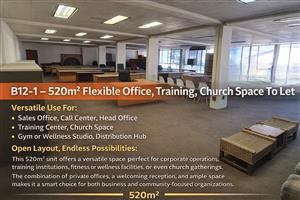B12-1 – 520m² Flexible Office, Training, Church Space To Let