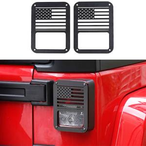 Black Tailight Cover Guard with American Flag Stars & Stripes Design for Jeep